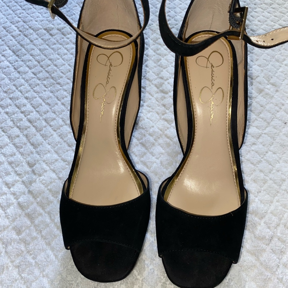 Jessica Simpson Black suede high heel sandals